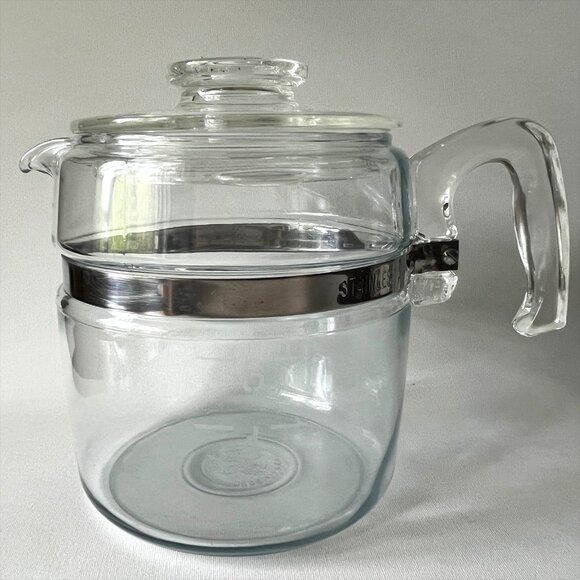 Vintage Pyrex Flameware Percolator 7756-B 6-Cup Clear Glass Coffee Pot with Lid - Picture 1 of 8
